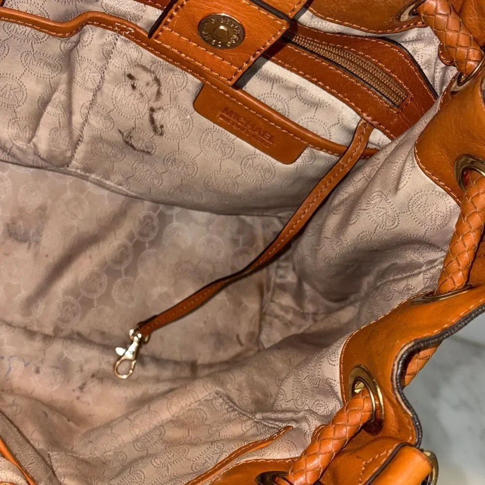 Michael Kors Bag Purse Handbag Leather Marina Signature Drawstring Tote Shoulder